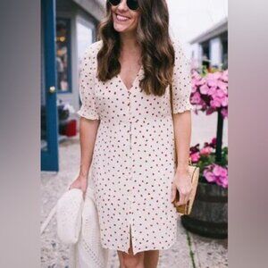 Madewell Silk Clover Button-Front Dress in Fresh Strawberries Size 8